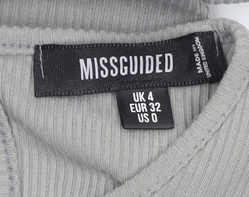 Missguided Women’s Grey Jumpsuit UK 4 Wide Leg Stretch Jersey