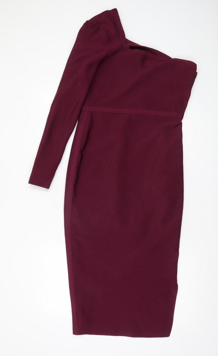 ASOS Women’s Red One Shoulder Bodycon Dress Size 12 Party Cocktail