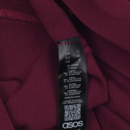 ASOS Women’s Red One Shoulder Bodycon Dress Size 12 Party Cocktail
