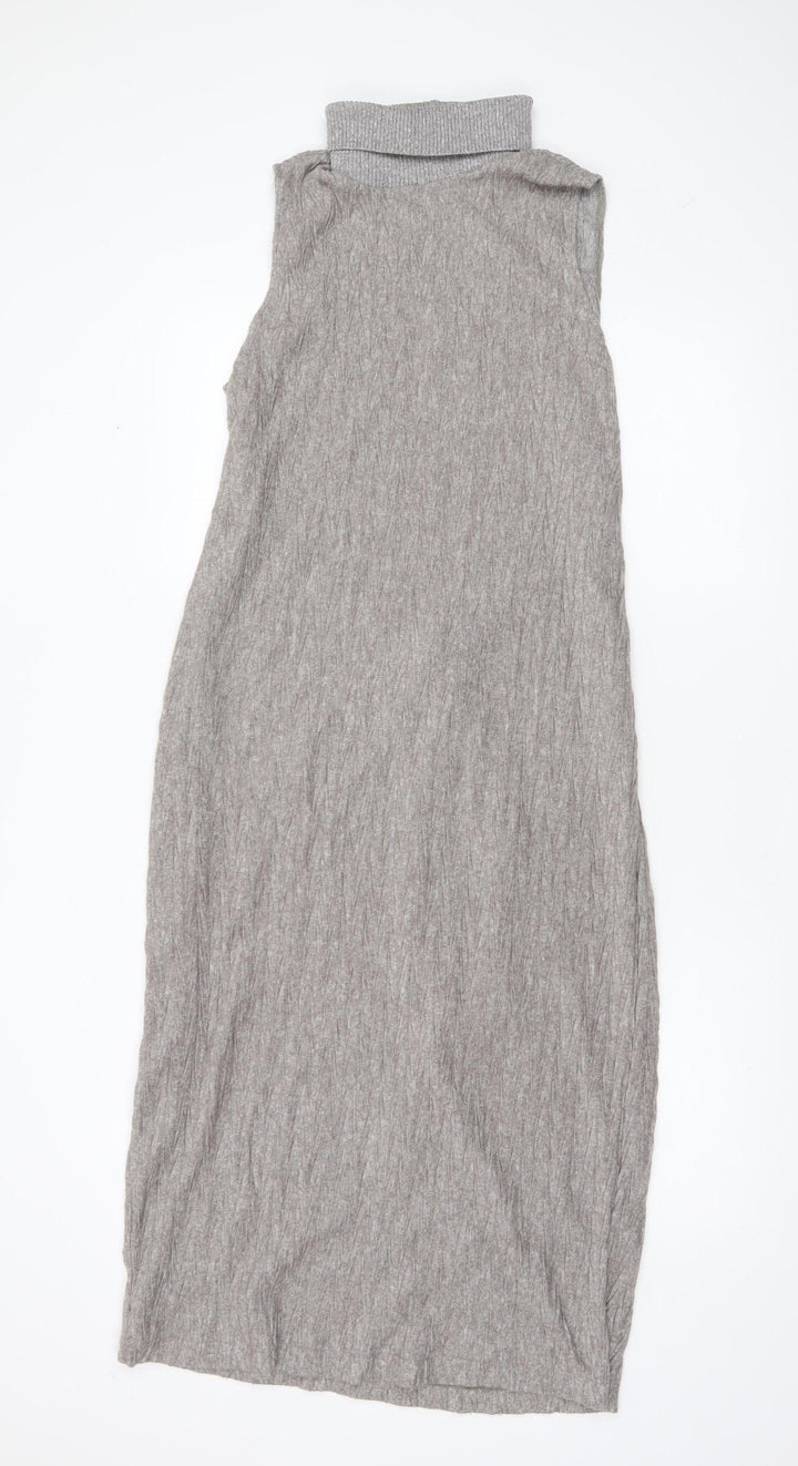 Zara Women’s Grey Knit Roll Neck Sleeveless Shift Dress Size 12