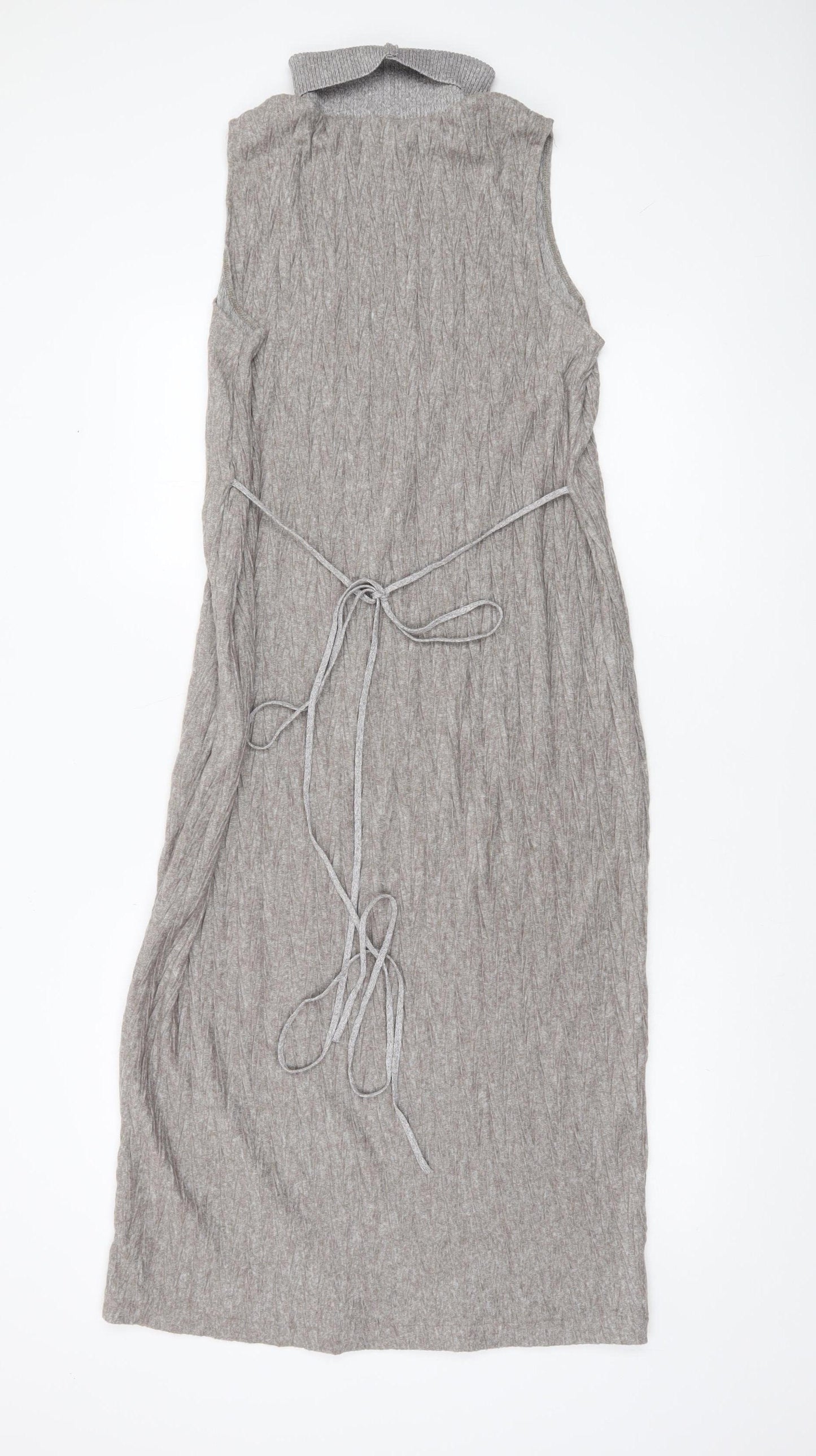 Zara Women’s Grey Knit Roll Neck Sleeveless Shift Dress Size 12