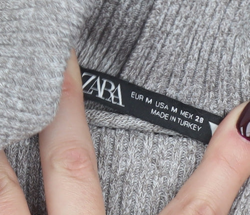 Zara Women’s Grey Knit Roll Neck Sleeveless Shift Dress Size 12