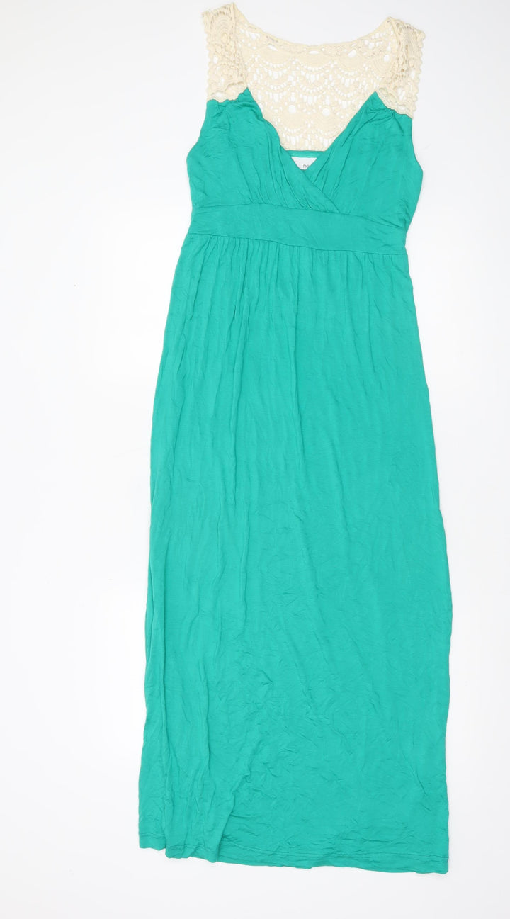 Next Womens Green Midi Maxi Dress Size 10 Viscose Lace Summer