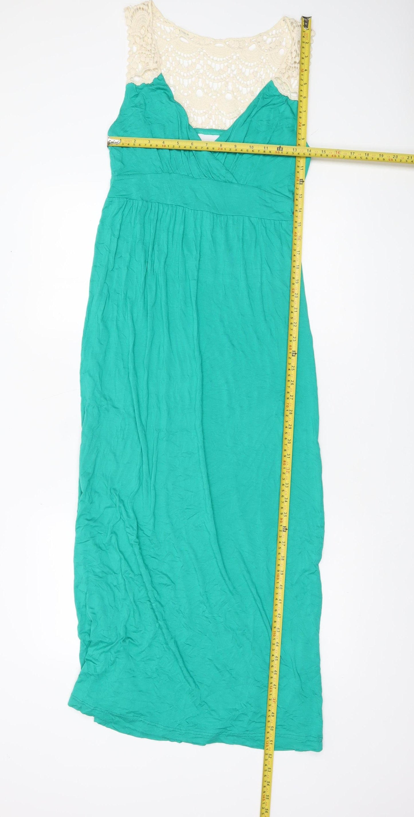 Next Womens Green Midi Maxi Dress Size 10 Viscose Lace Summer