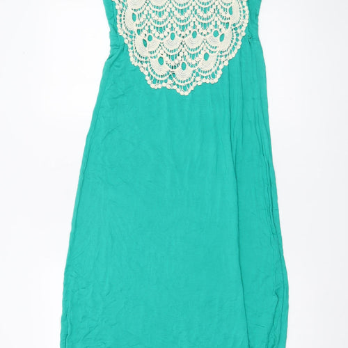 Next Womens Green Midi Maxi Dress Size 10 Viscose Lace Summer