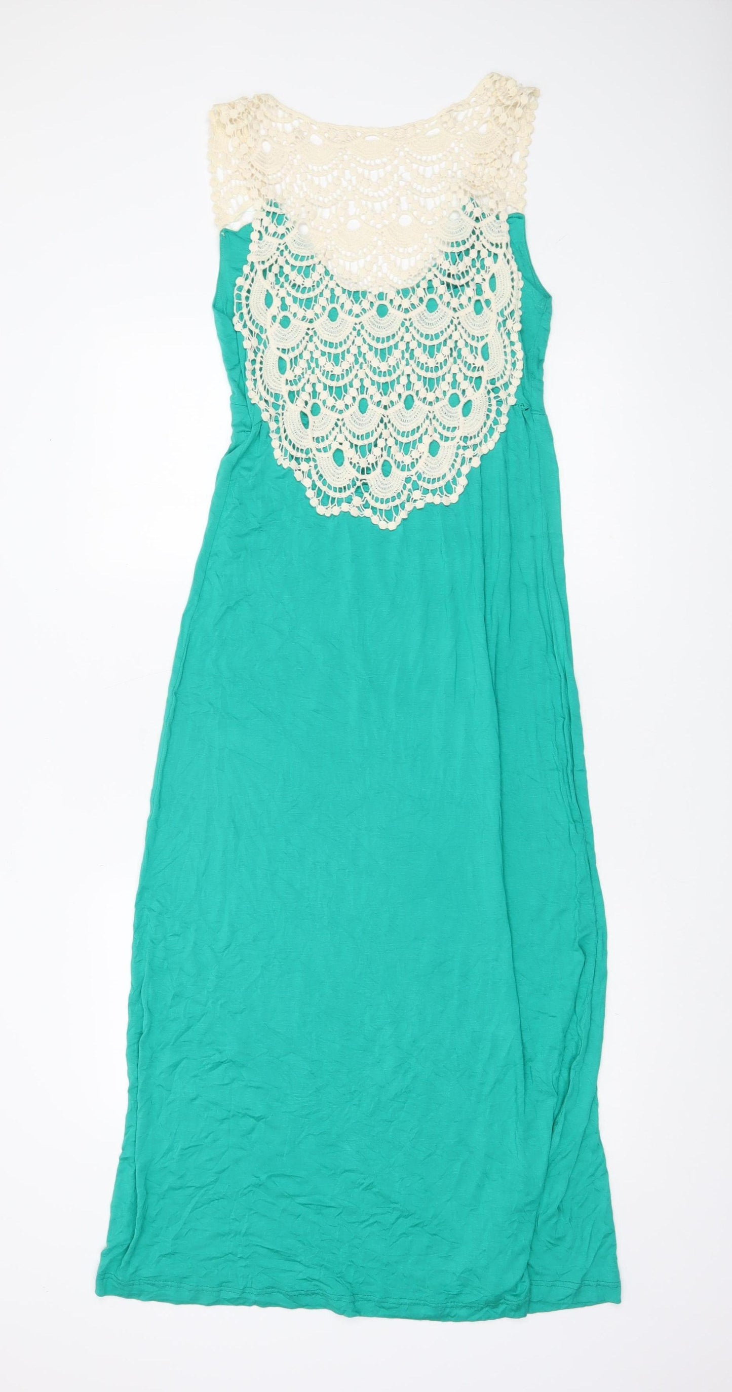 Next Womens Green Midi Maxi Dress Size 10 Viscose Lace Summer