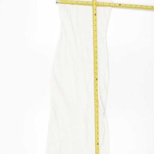 Bershka Women’s White Halter Bodycon Midi Dress Size S Sleeveless