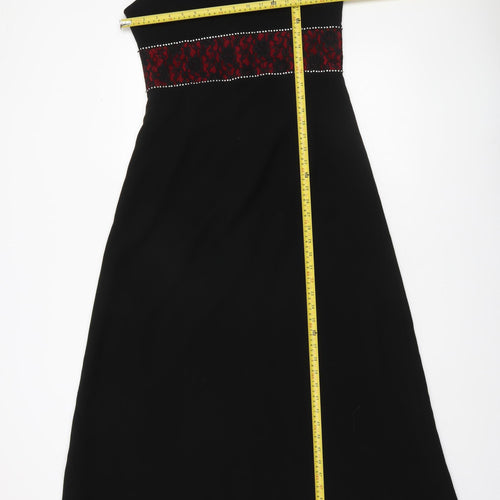 Yilmaz Cemden Womens Black Red Lace Midi A-Line Sleeveless Dress Size 12