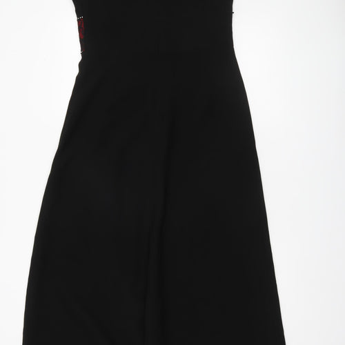 Yilmaz Cemden Womens Black Red Lace Midi A-Line Sleeveless Dress Size 12