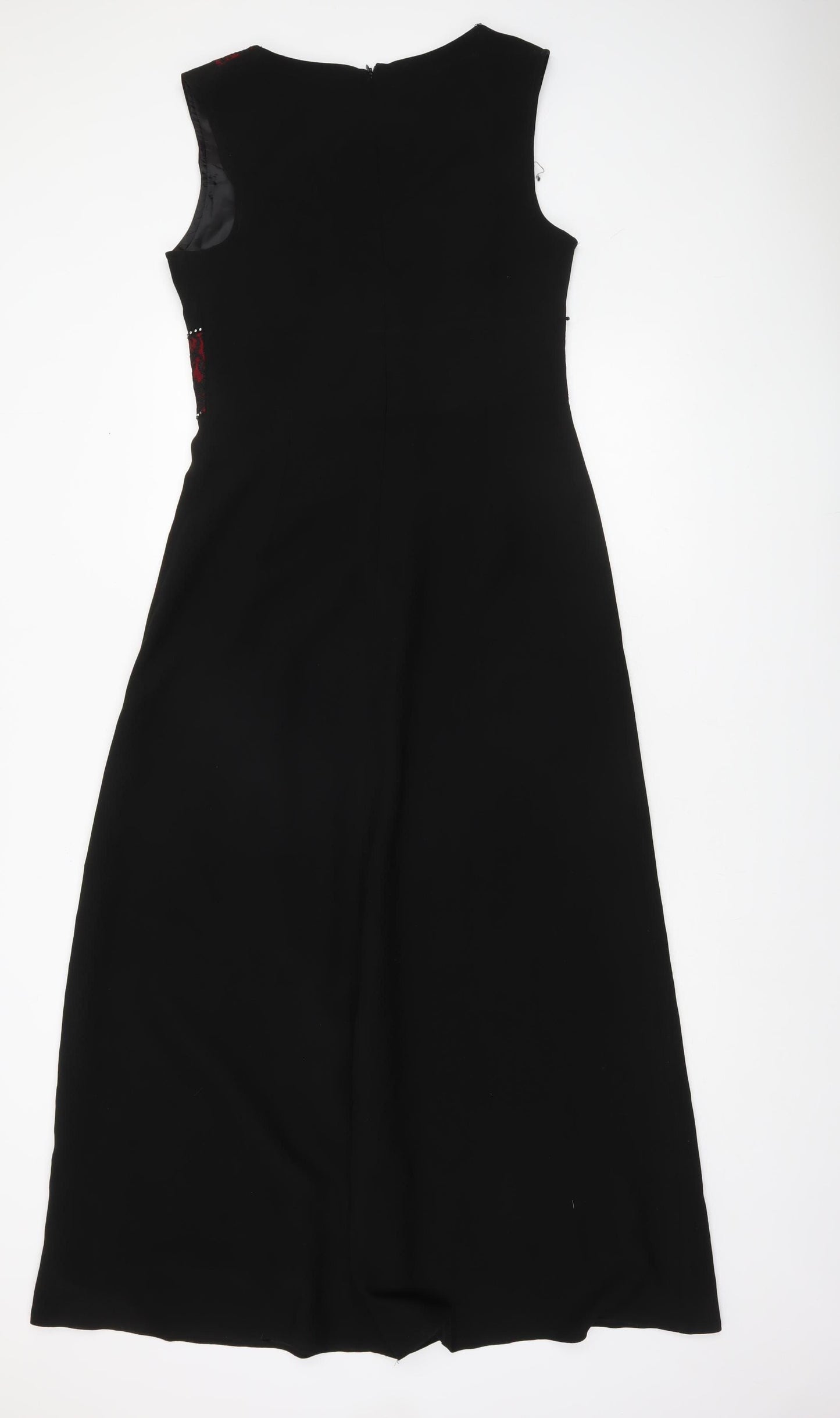 Yilmaz Cemden Womens Black Red Lace Midi A-Line Sleeveless Dress Size 12