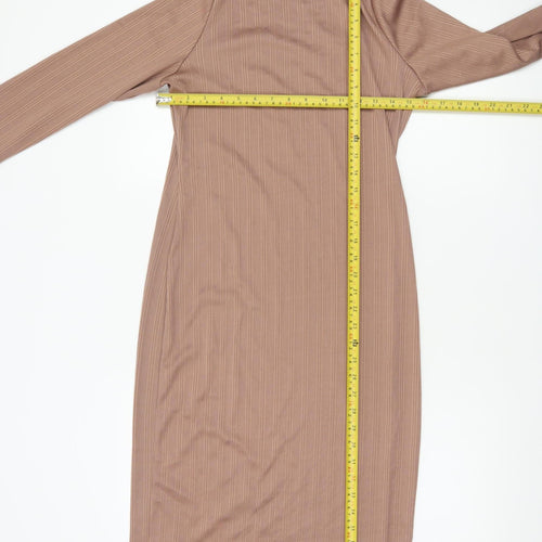River Island Women’s Brown Bodycon Midi Dress Size 12