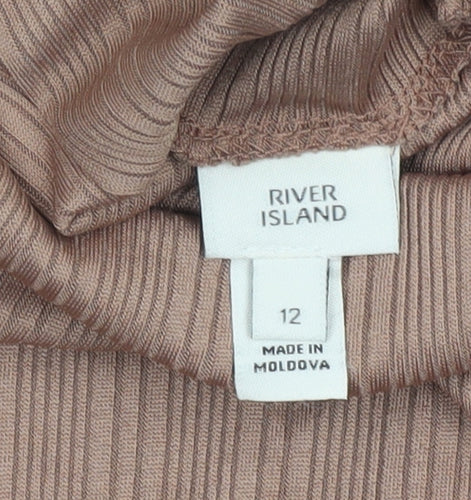 River Island Women’s Brown Bodycon Midi Dress Size 12