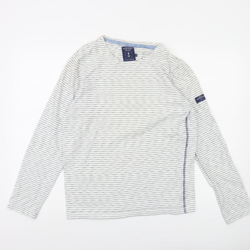 Joules Womens White Striped Nautical Long Sleeve T-Shirt Size S