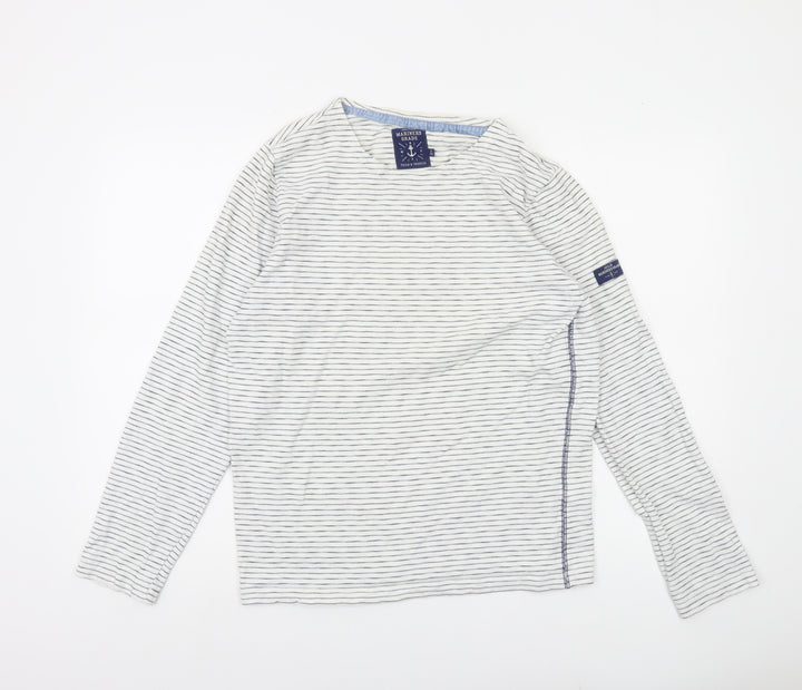 Joules Womens White Striped Nautical Long Sleeve T-Shirt Size S