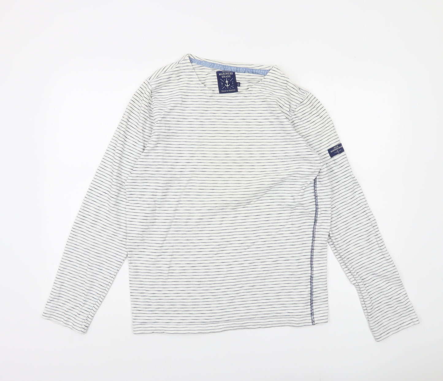Joules Womens White Striped Nautical Long Sleeve T-Shirt Size S