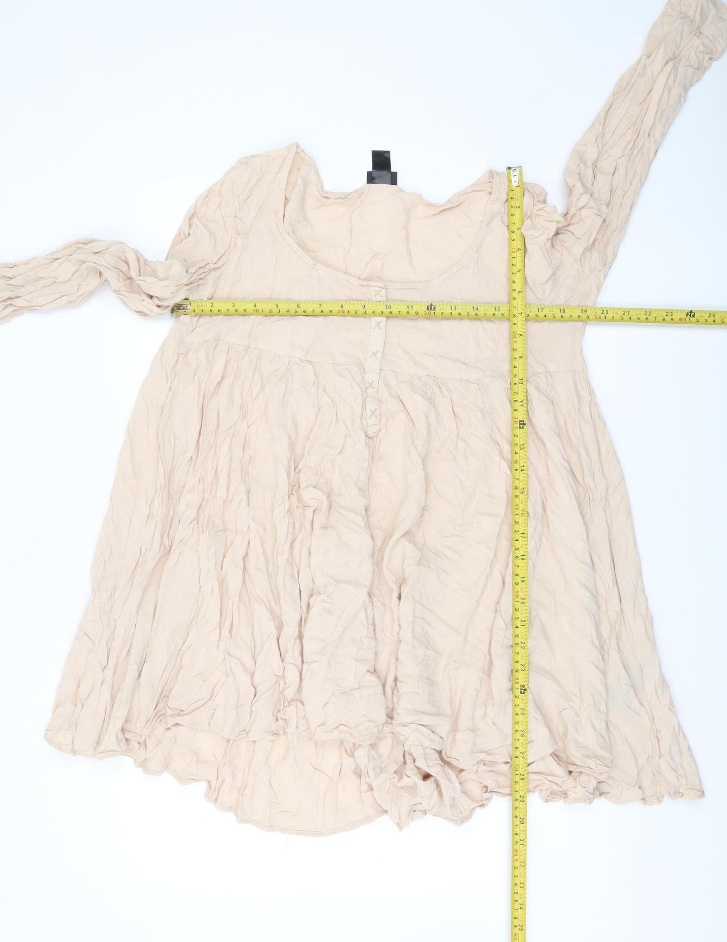 H&M Women Beige Tunic Blouse Size 14 Long Sleeve Viscose