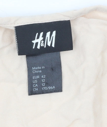 H&M Women Beige Tunic Blouse Size 14 Long Sleeve Viscose