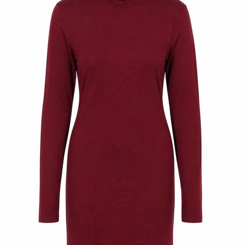 Boohoo Women Red Bodycon Roll Neck Long Sleeve Short Dress UK 10