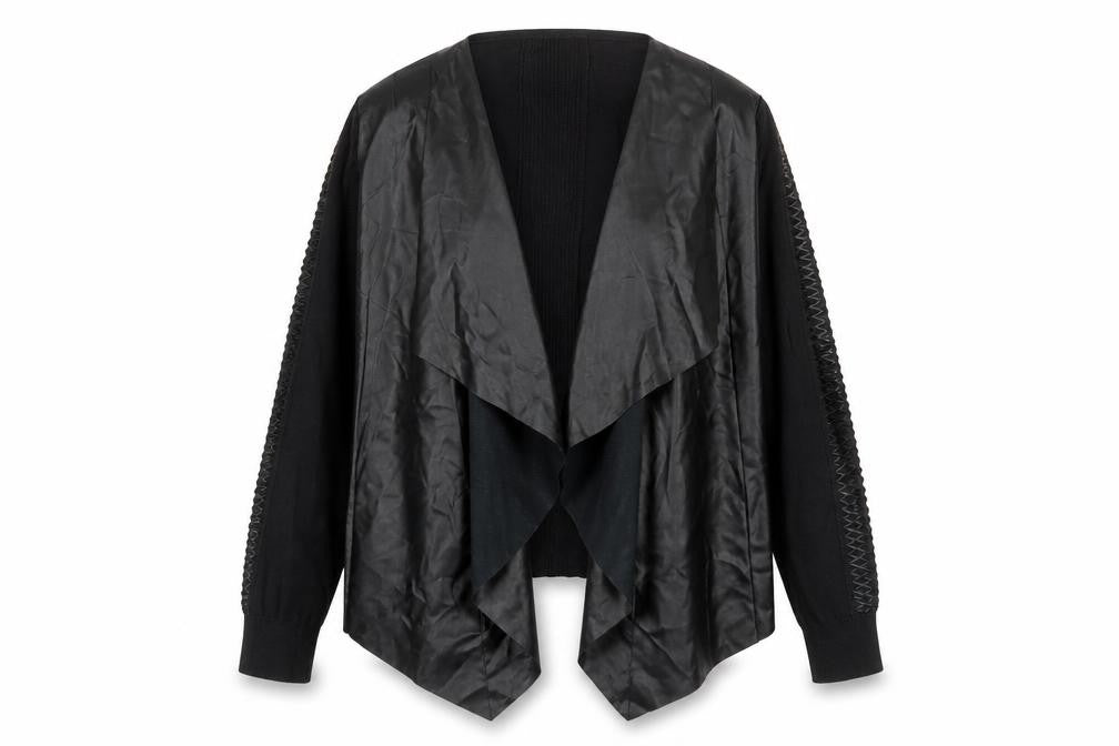 Front view of Coast Women’s Black Mid-Length Open Jacket, size M, Regular