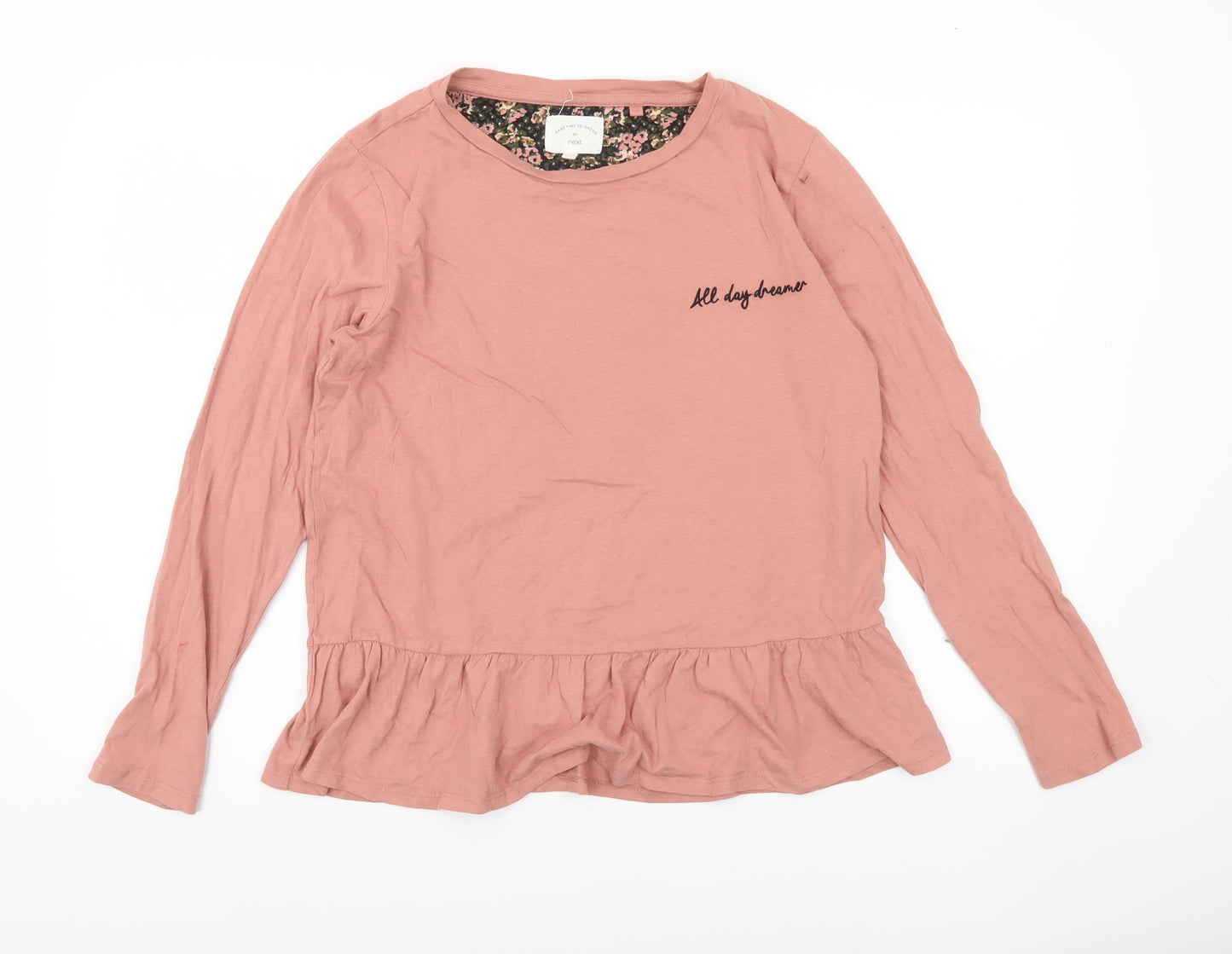 Next Women Pink Cotton Long Sleeve Nightshirt UK 12