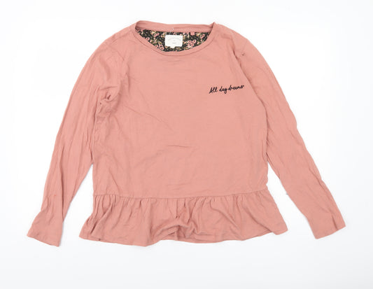 Next Women Pink Cotton Long Sleeve Nightshirt UK 12