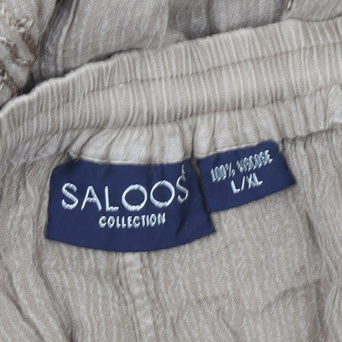 Saloos Women’s Beige Embroidered Viscose A-Line Skirt L Knee Length