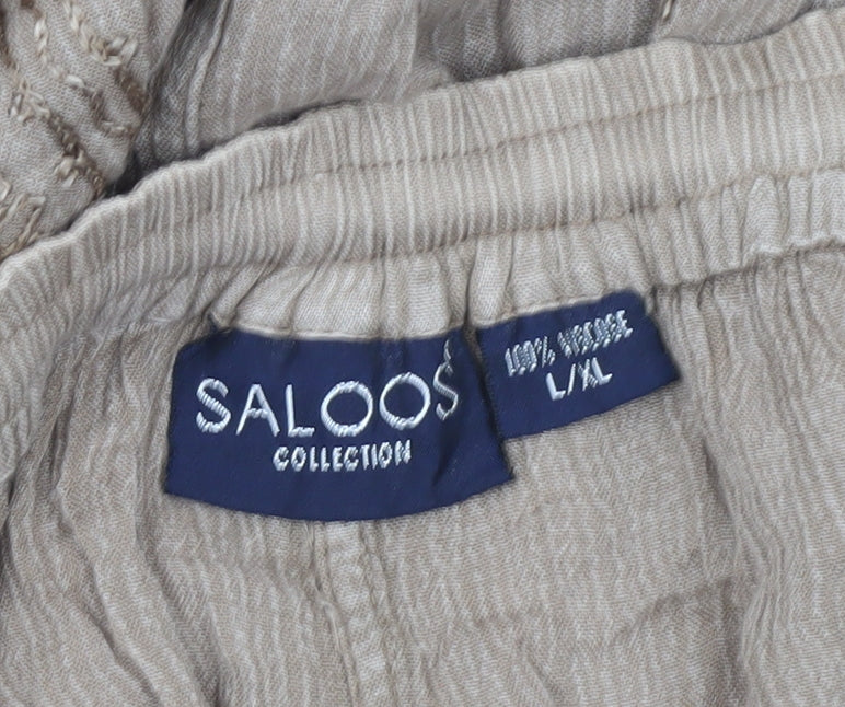 Saloos Women’s Beige Embroidered Viscose A-Line Skirt L Knee Length