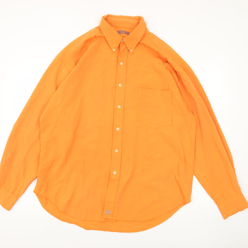 Rhodes England Men's Orange XL Button-Down Cotton Shirt