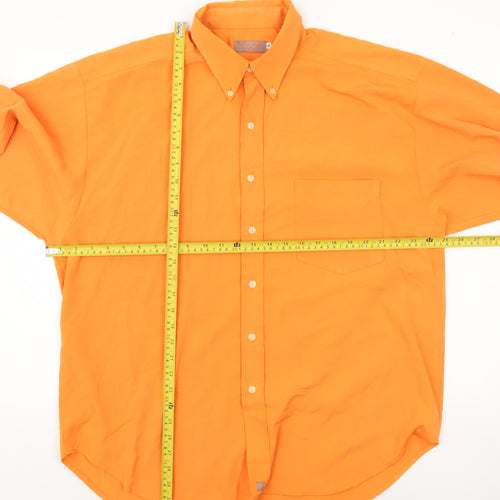 Rhodes England Men's Orange XL Button-Down Cotton Shirt