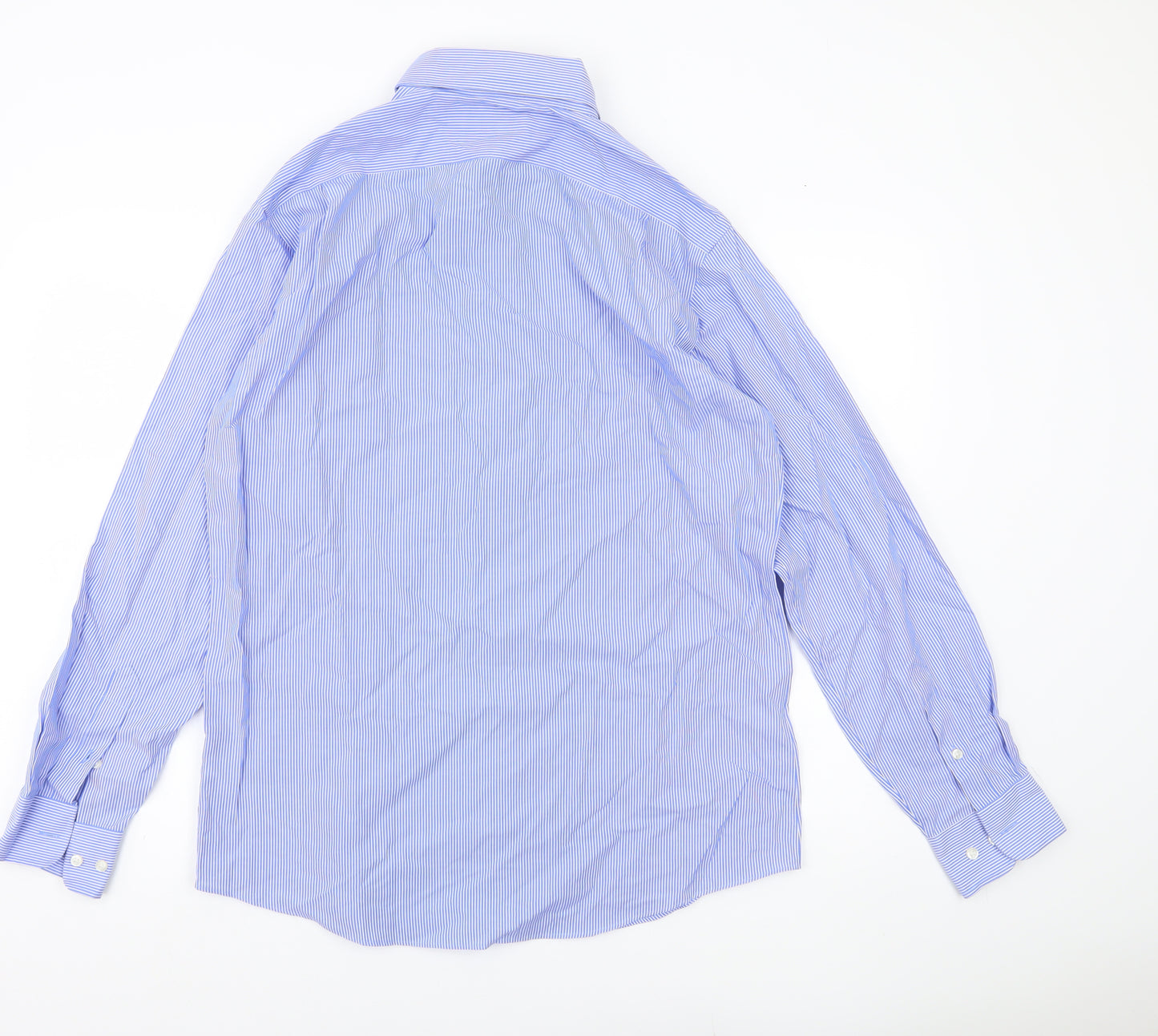 Kirkland Signature Men’s Blue Striped Shirt Size 16 Slim Fit Long Sleeve