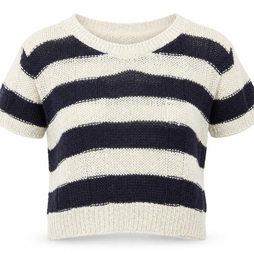 Topshop Women’s Black Beige Striped Knit V-Neck Jumper UK 10