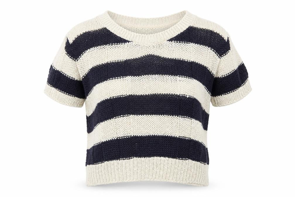 Topshop Women’s Black Beige Striped Knit V-Neck Jumper UK 10