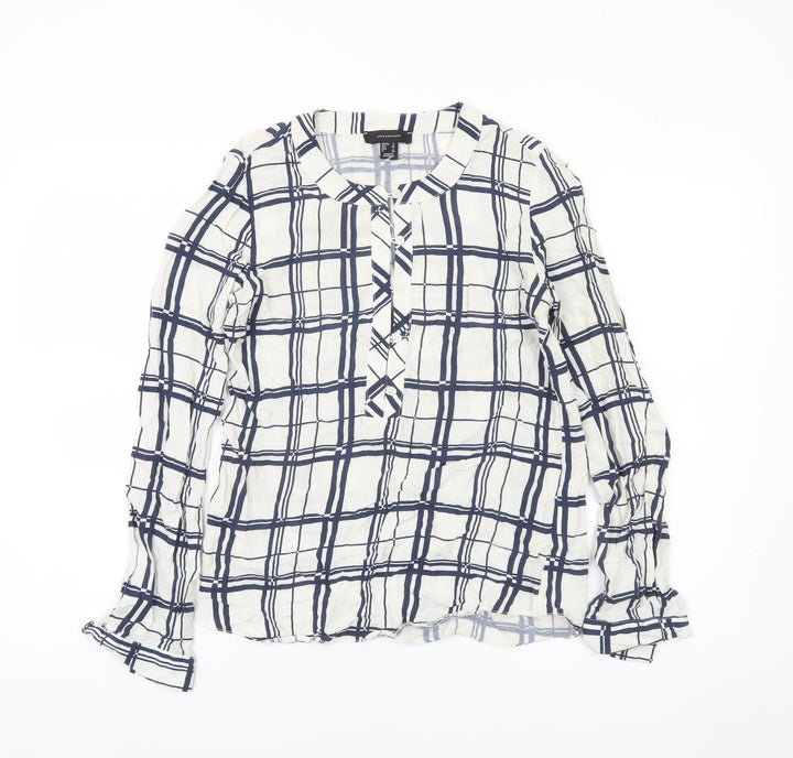 Atmosphere Women’s White Check Blouse UK 6 Long Sleeve Viscose