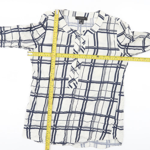 Atmosphere Women’s White Check Blouse UK 6 Long Sleeve Viscose