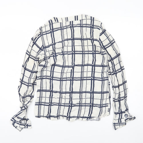 Atmosphere Women’s White Check Blouse UK 6 Long Sleeve Viscose