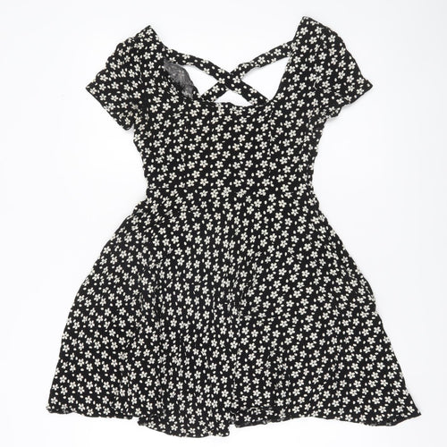 Cooperative Women’s Black Floral Skater Mini Dress XS