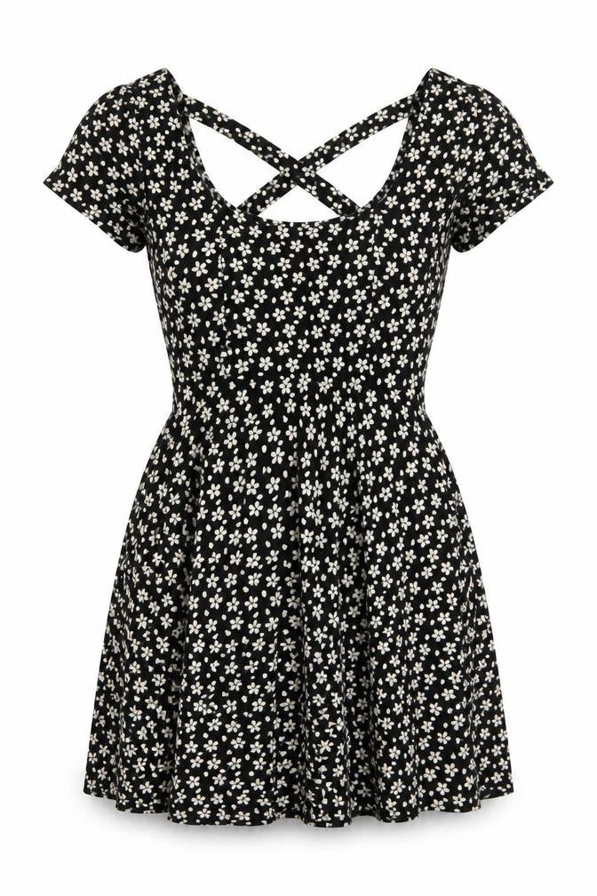 Cooperative Women’s Black Floral Skater Mini Dress XS