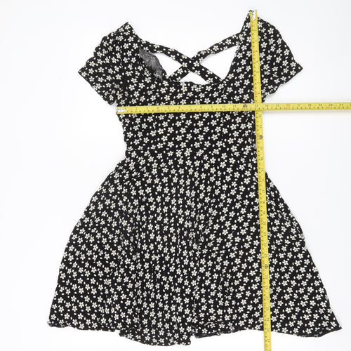 Cooperative Women’s Black Floral Skater Mini Dress XS
