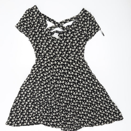 Cooperative Women’s Black Floral Skater Mini Dress XS