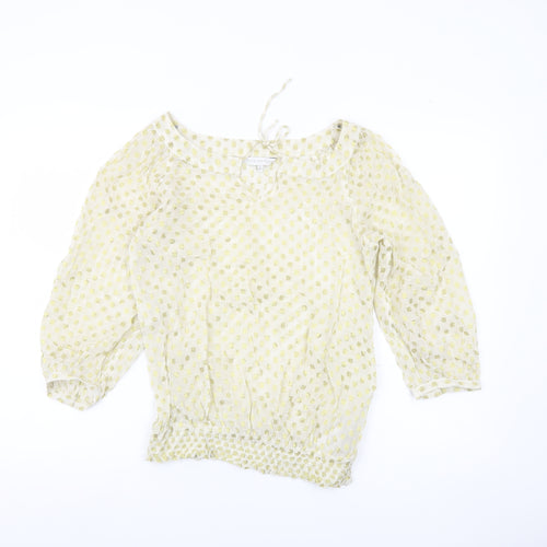 Rocha John Rocha Womens Ivory Polka Dot Sheer Blouse Size 10