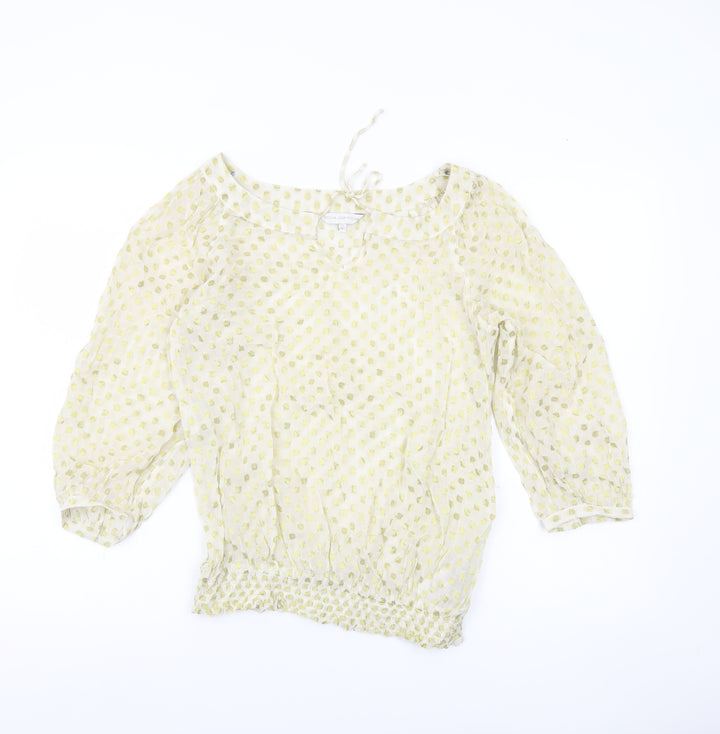 Rocha John Rocha Womens Ivory Polka Dot Sheer Blouse Size 10