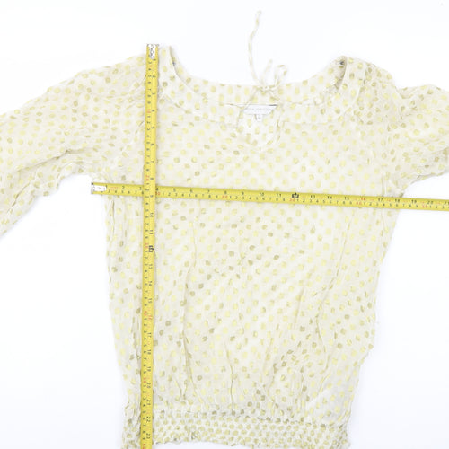 Rocha John Rocha Womens Ivory Polka Dot Sheer Blouse Size 10