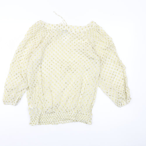 Rocha John Rocha Womens Ivory Polka Dot Sheer Blouse Size 10