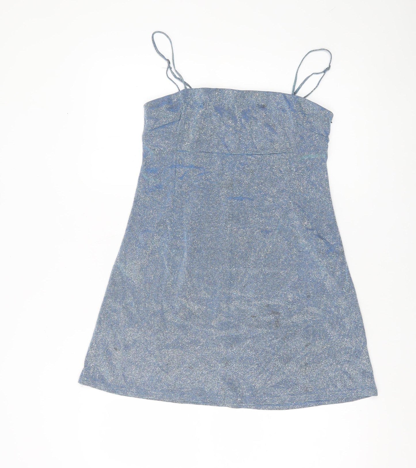 MOMOKROM Women’s Blue Glitter Slip Dress Size 12 Party Cocktail