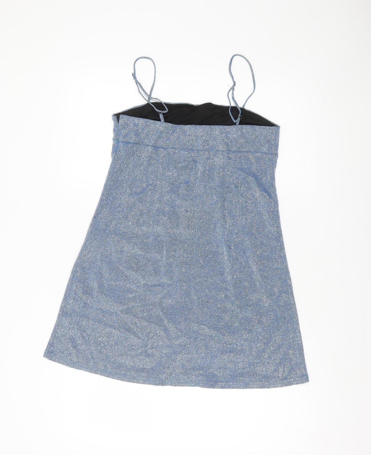 MOMOKROM Women’s Blue Glitter Slip Dress Size 12 Party Cocktail