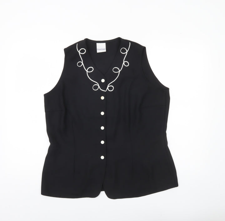 Premier Collection Womens Black Sleeveless Blouse Size 18 Workwear