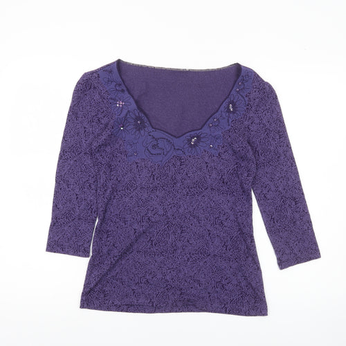Marks and Spencer Per Una Womens Purple Floral Tunic Blouse Size 10