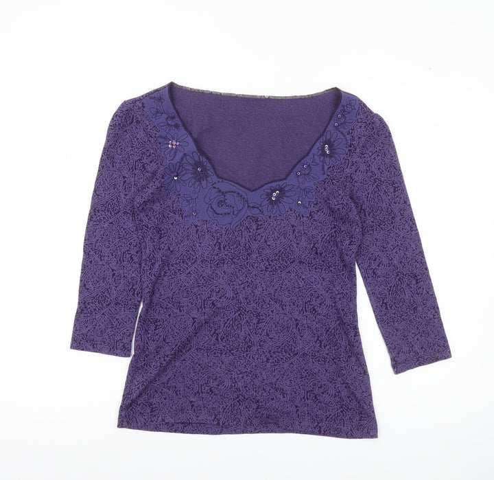 Marks and Spencer Per Una Womens Purple Floral Tunic Blouse Size 10