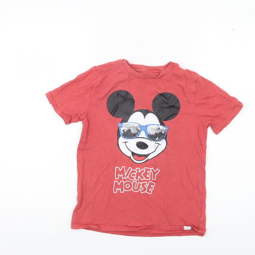 GAP Kids Disney Red Mickey Mouse Sequin T-Shirt Girls 8-9Y Short Sleeve