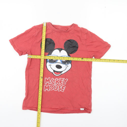 GAP Kids Disney Red Mickey Mouse Sequin T-Shirt Girls 8-9Y Short Sleeve